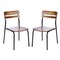 Emma and Oliver Blanchard Set of 2 Dining Chairs with Metal Frames and Solid Wood Seats and Backs with Antique Finishes